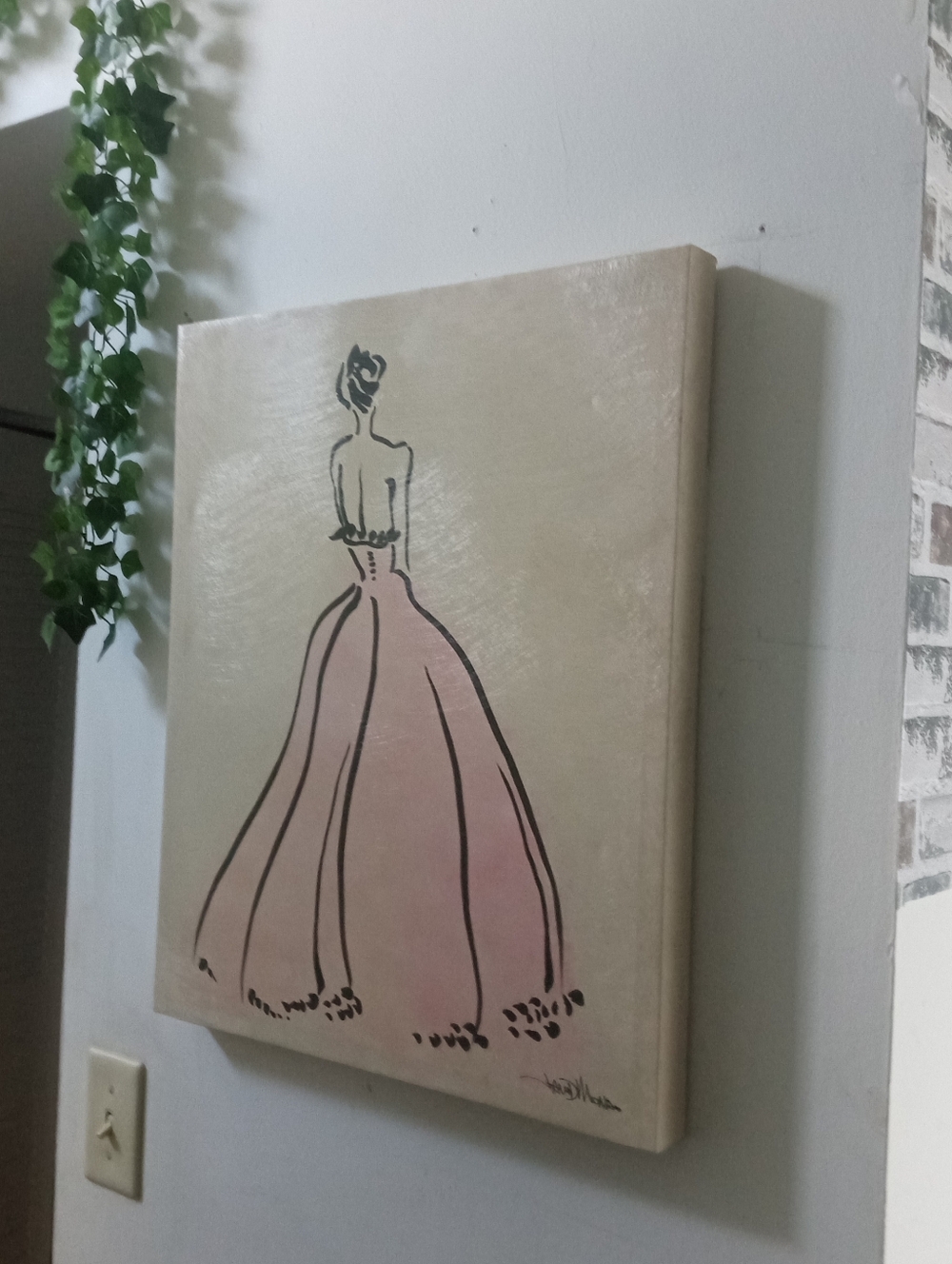 Elegant Pink Gown Wall Art Canvas
